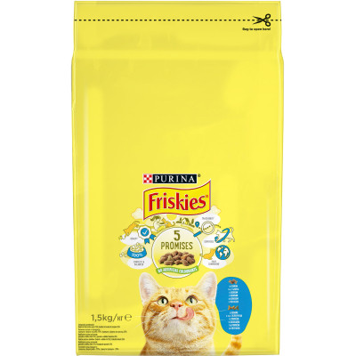 Сухий корм для кішок Purina Friskies зі смаком лосося й овочів 1.5 кг (7613033923562)