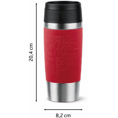 Термокружка Tefal Travel Mug Classic, 360мл, нержавіюча сталь, червоний (N2020410)