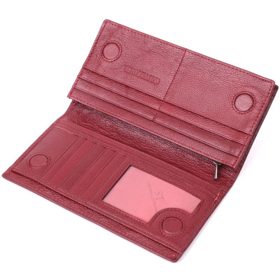 Гаманець ST Leather З натуральної шкіри Бордовий (22541)