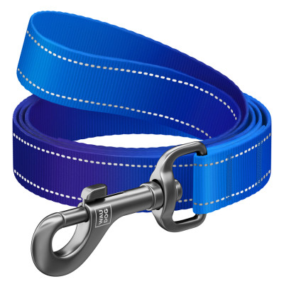 Повідок для собак WAUDOG Nylon Mono світловідбивний, S, Ш 15 мм, Д 300 см, синій (464312)