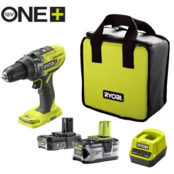 Шуруповерт Ryobi ONE+ R18PD3-242S 18V, 1х2Ah, 1х4Ah, 50Нм, 500/1800об/хв, сумка (5133003820)