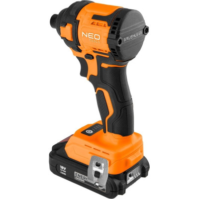 Гайковерт Neo Tools Energy+ 18V, безщітковий, 3600об/хв, 300Нм, 1/4&quot;, 4 швидкості, 0.85кг (без АКБ та ЗП) (04-612)