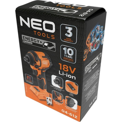 Гайковерт Neo Tools Energy+ 18V, безщітковий, 3600об/хв, 300Нм, 1/4&quot;, 4 швидкості, 0.85кг (без АКБ та ЗП) (04-612)