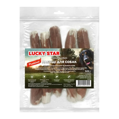 Ласощі для собак Lucky Star великий брикет з м`ясом качки 24-25 см 500 г (4820112457945)
