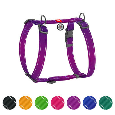 Шлея для собак WAUDOG Nylon Mono з QR-паспортом, пластиковий фастекс S фіолетова (52719)