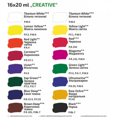 Гуашеві фарби Rosa Studio Creative 16*20 мл (4823098531609)