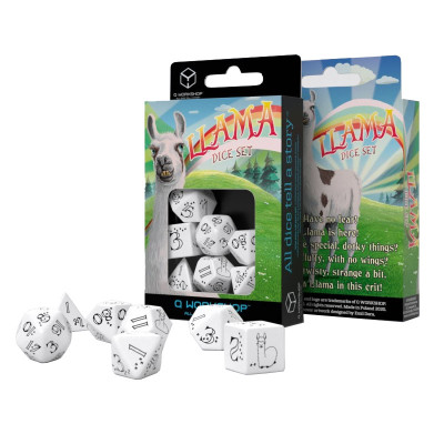 Набір кубиків для настільних ігор Q-Workshop Bright Llama Dice Set (White black) (SLLA02)