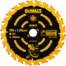 Диск пильний DeWALT EXTREME, 165 х 20, 24 z, геометрія зуба ATB, 18 град (DT10300)