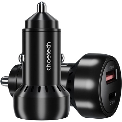 Зарядний пристрій Choetech USB-C+USB-A 60W QC3.0/PD/PPS black (TC0014-BK)