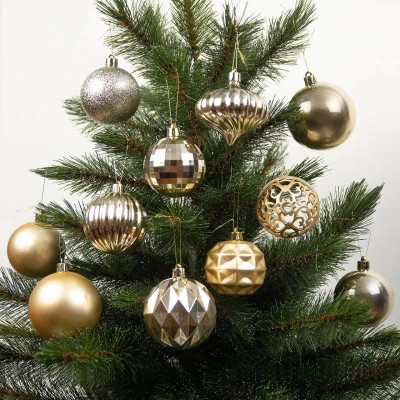 Ялинкова іграшка House Of Seasons Кульки і прикраси Пластик 60 шт D7 см D6 см Шампань (8720967923748)