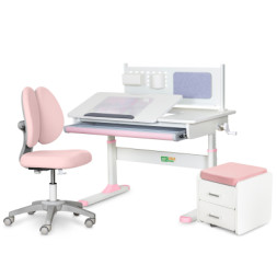 Парта з кріслом ErgoKids (L) Pink + тумба (TH-325 + Y-412 Lite + BD C3_PINK)