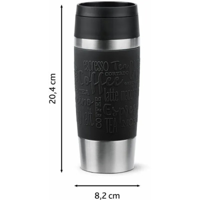 Термокружка Tefal Travel Mug Classic, 360мл, нержавіюча сталь, чорний (N2020210)