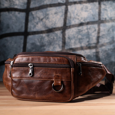 Сумка Vintage Бананка у вінтажному стилі з натуральної шкіри Коричнева (sale_15106)
