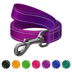 Повідок для собак WAUDOG Nylon Mono світловідбивний, S, Ш 15 мм, Д 300 см, фіолетовий (46439)