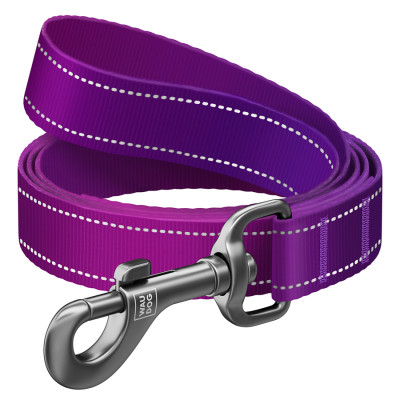 Повідок для собак WAUDOG Nylon Mono світловідбивний, S, Ш 15 мм, Д 300 см, фіолетовий (46439)