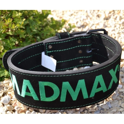 Атлетичний пояс MadMax MFB-301 Suede Single Prong шкіряний Black/Green L (MFB-301_L)
