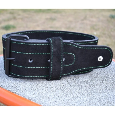 Атлетичний пояс MadMax MFB-301 Suede Single Prong шкіряний Black/Green L (MFB-301_L)