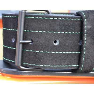 Атлетичний пояс MadMax MFB-301 Suede Single Prong шкіряний Black/Green L (MFB-301_L)
