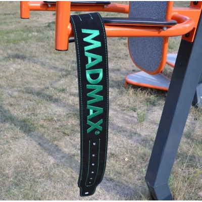 Атлетичний пояс MadMax MFB-301 Suede Single Prong шкіряний Black/Green L (MFB-301_L)