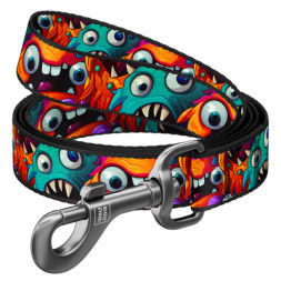 Повідець для собак WAUDOG Nylon &quot;Зубасті монстри&quot; L-XXL Ш 25 мм Д 200 см (759-4048)