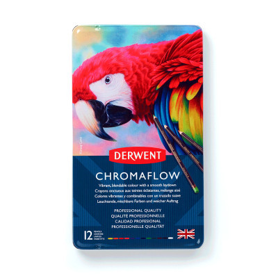 Олівці кольорові Derwent Chromaflow 12 кол. у металевому пеналі (5028252616119)