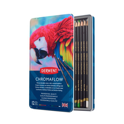 Олівці кольорові Derwent Chromaflow 12 кол. у металевому пеналі (5028252616119)