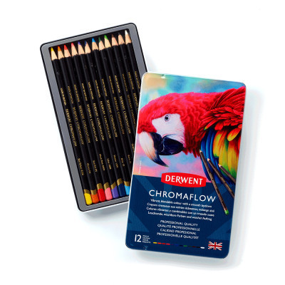 Олівці кольорові Derwent Chromaflow 12 кол. у металевому пеналі (5028252616119)