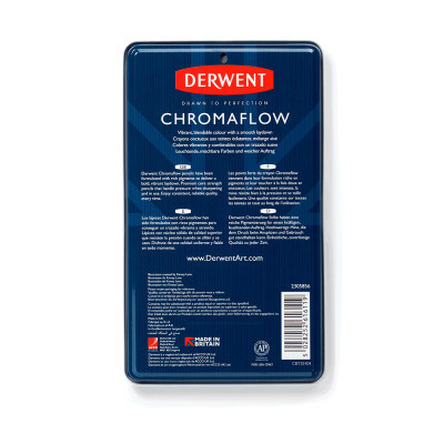 Олівці кольорові Derwent Chromaflow 12 кол. у металевому пеналі (5028252616119)