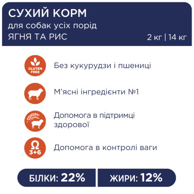 Сухий корм для собак Club 4 Paws Преміум. Ягня і рис 14 кг (4820083909573)