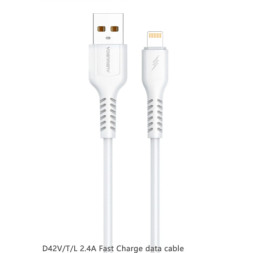 Дата кабель USB 2.0 AM to Lightning 1.0m 2.4A silicone white Denmen (DM-D42L-WH)