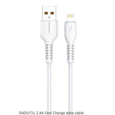 Дата кабель USB 2.0 AM to Lightning 1.0m 2.4A silicone white Denmen (DM-D42L-WH)