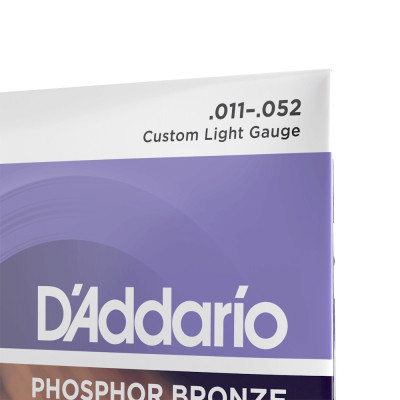 Струни для гітари D&#039;Addario Phosphor Bronze Custom Light (11-52) (EJ26)
