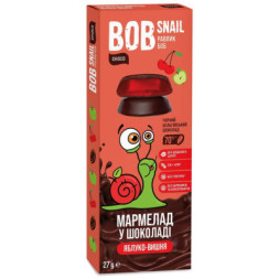 Мармелад Bob Snail Равлик Боб Яблуко Вишня в чорному шоколаді 27 г (4820219341161)