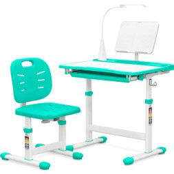 Парта зі стільцем Evo-kids (стіл+стілець+полиця+лампа) Green (Evo-17 Z Ergo)