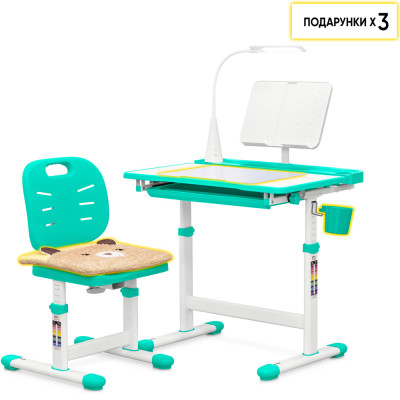 Парта зі стільцем Evo-kids (стіл+стілець+полиця+лампа) Green (Evo-17 Z Ergo)