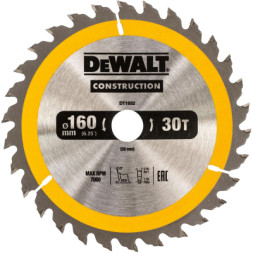 Диск пильний DeWALT СONSTRUCTION , 160 х 20 мм, 30 z, АТВ, 10 градусів (DT1932)