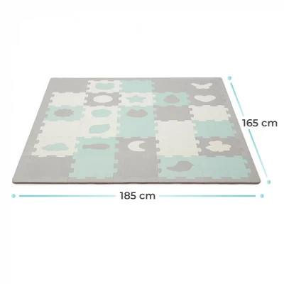 Дитячий килимок Kinderkraft Luno Shapes Mint 30 елементів (5902533919321)
