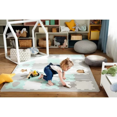 Дитячий килимок Kinderkraft Luno Shapes Mint 30 елементів (5902533919321)
