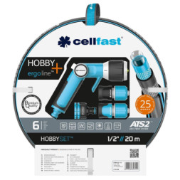 Шланг для поливу Cellfast набір HOBBY ATS2,1/2,20м,6 шарів, зрошувач, комплект підключення (16-209)