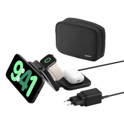 Зарядний пристрій Belkin 3in1 Travel Pad Wireless Qi2 15W Black (WIZ024VFBK)