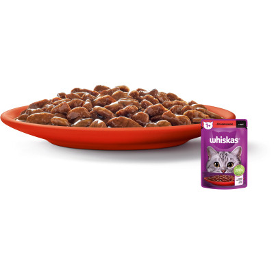 Вологий корм для кішок Whiskas Яловичина в соусі 85 г (5900951301940)
