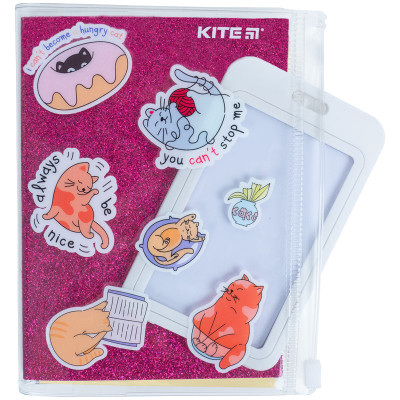 Блокнот Kite силіконова обкладинка, 80 арк., Pink cats (K22-462-1)