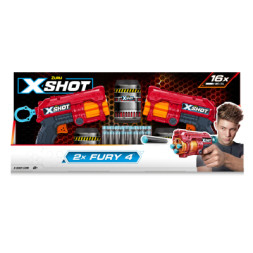 Іграшкова зброя Zuru X-Shot Red Швидкострільний бластер EXCEL FURY 4 2 PK (3 банки, 16 патронів) (36329R)