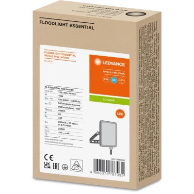 Прожектор LEDVANCE FL ESSENTIAL 10W 840 BK IP65 (4058075767935)