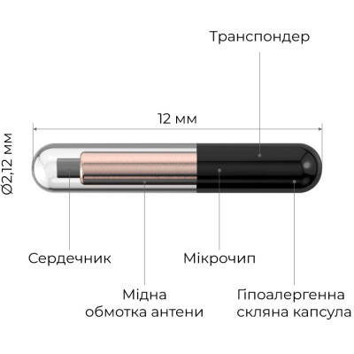 Мікрочип для тварин WAUDOG Smart ID 2.12 х 12 мм (5901)