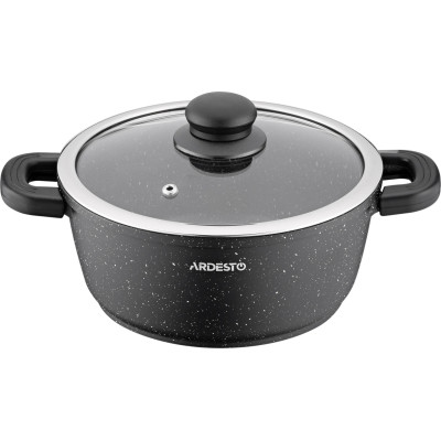 Каструля Ardesto Gemini Anzio скляна кришка 20 см 2,5 л чорна (AR2420GE)