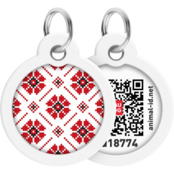 Адресник для тварин WAUDOG Smart ID з QR паспортом &quot;Вишиванка&quot;, коло 30 мм (230-4033)