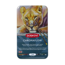 Олівці кольорові Derwent Chromaflow 24 кол. у металевому пеналі (5028252616133)
