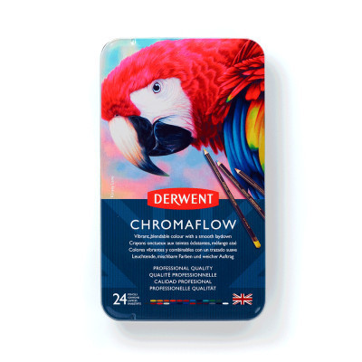 Олівці кольорові Derwent Chromaflow 24 кол. у металевому пеналі (5028252616133)