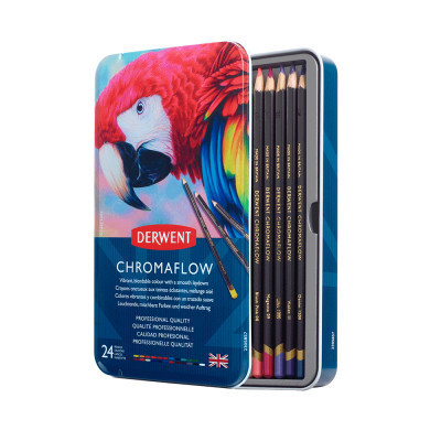Олівці кольорові Derwent Chromaflow 24 кол. у металевому пеналі (5028252616133)